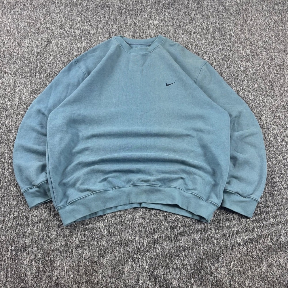 Y2K Nike Vintage Heavyweight Embroidered Crewneck Sweatshirt Blue XXL